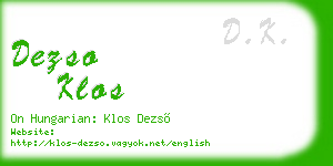dezso klos business card
